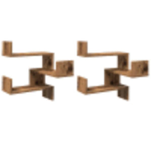 Wand-Eckregale 2er-Set Altholz-Optik