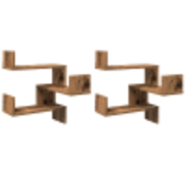 Wand-Eckregale 2er-Set Altholz-Optik