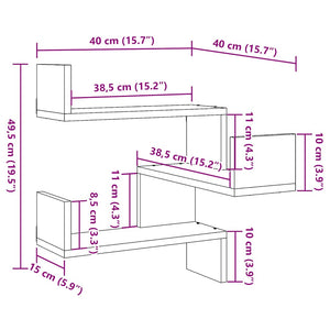 Wand-Eckregale 2er-Set Altholz-Optik