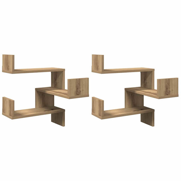Wand-Eckregale 2er Set Artisan Eiche
