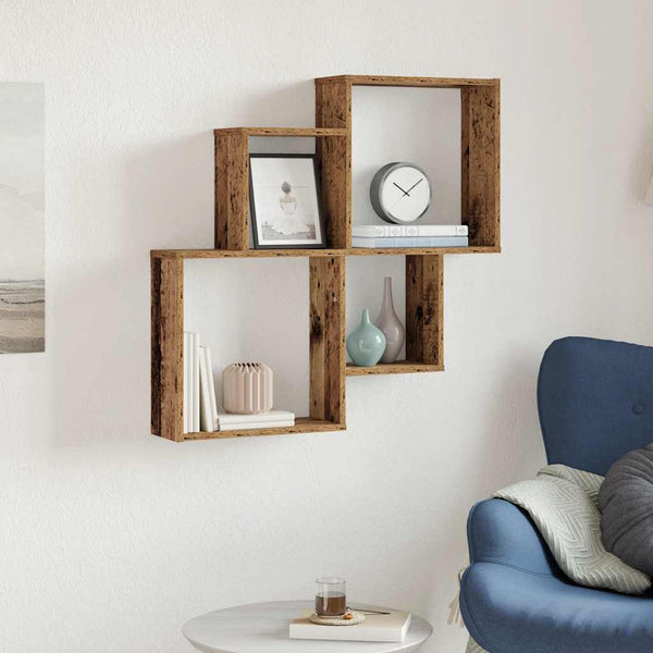 Wandregal in Altholz-Optik, 80 cm