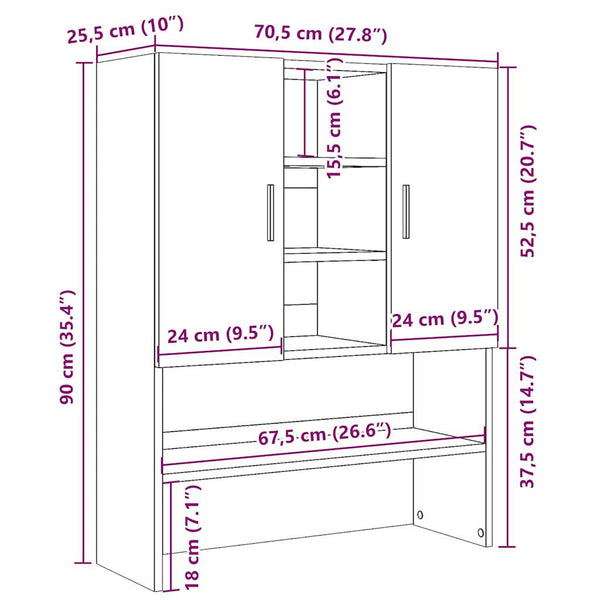 Waschmaschinenschrank Altholz-Optik 90cm