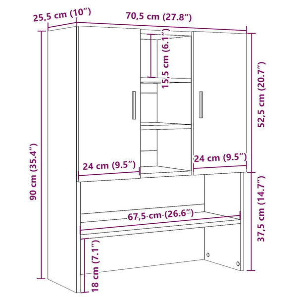 Waschmaschinenschrank Artisan Eiche 70,5x25,5x90 cm