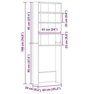 Waschmaschinenregal Altholz-Optik 64x24x190 cm