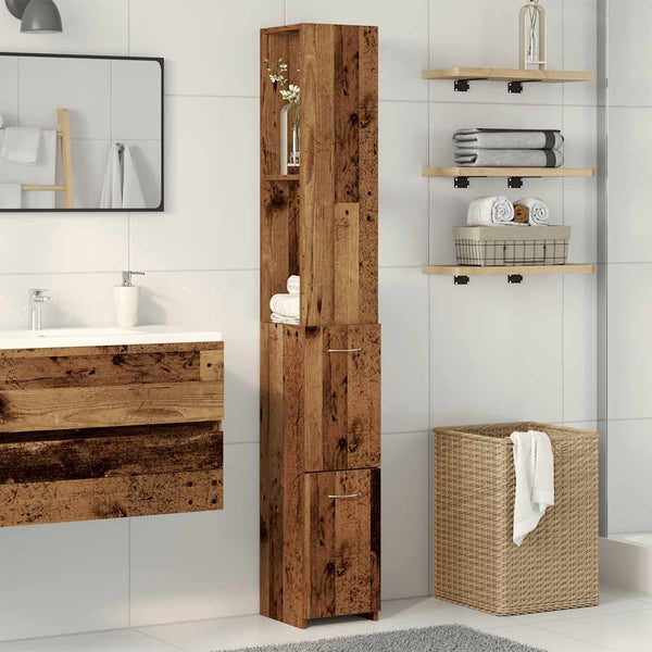 Badezimmerschrank Altholz-Optik 25x25x170 cm