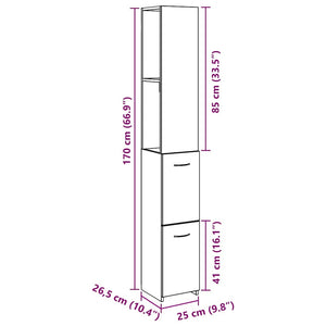 Badezimmerschrank Altholz-Optik 25x25x170 cm
