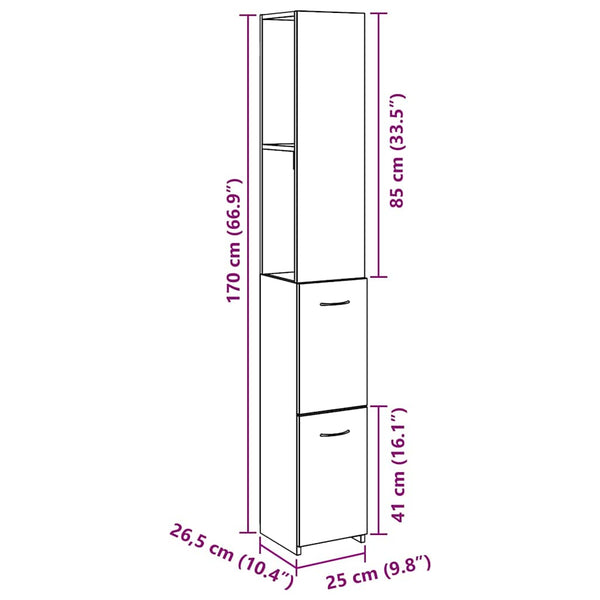 Badezimmerschrank Altholz-Optik 25x25x170 cm