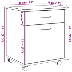 Rollcontainer Altholz-Optik, 45 cm