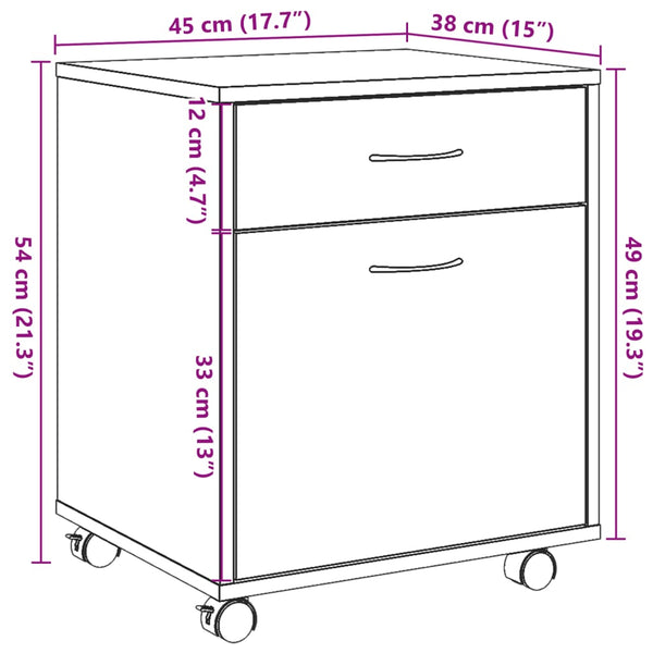Rollcontainer Altholz-Optik, 45 cm