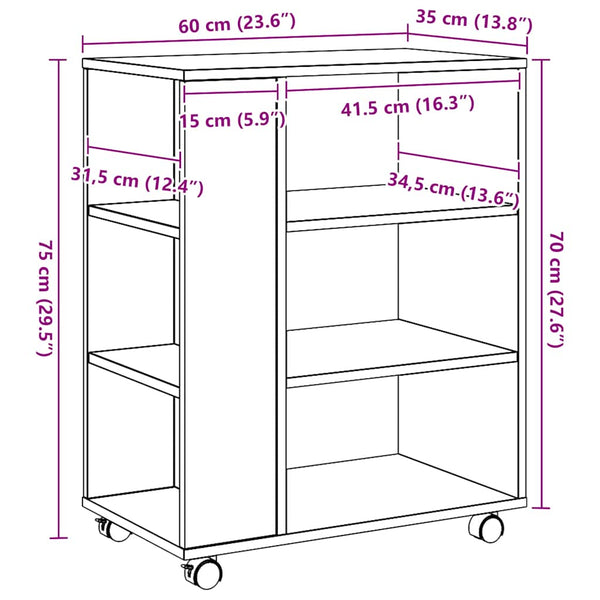 Rollcontainer Artisan Eiche 60x35x75 cm