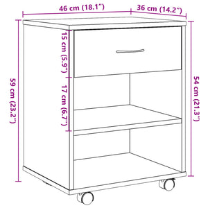 Rollcontainer Altholz-Optik, 46 cm