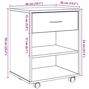 vidaXL Caisson de classement Chêne artisan 46x36x59 cm Bois d'ingénierie