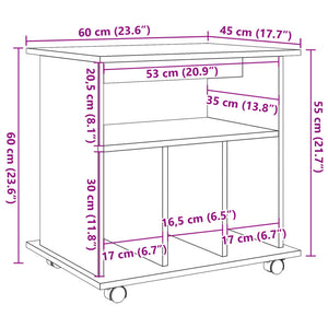 Rollcontainer Altholz-Optik 60x45x60 cm