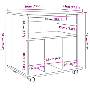 vidaXL Caisson de classement chêne artisan 60x45x60 cm bois d'ingénierie
