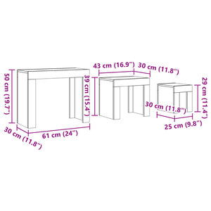 Satztische 3er Set Altholz-Optik