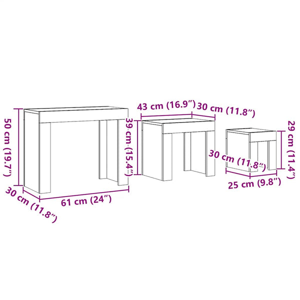 Satztische 3er Set Artisan Eiche