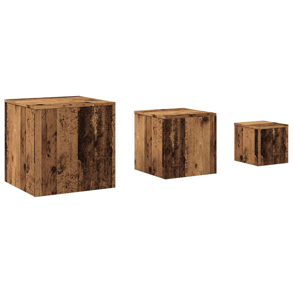 3er Set Beistelltische Altholz-Optik