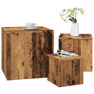 3er Set Beistelltische Altholz-Optik