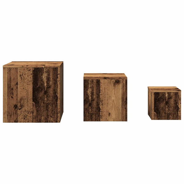 3er Set Beistelltische Altholz-Optik