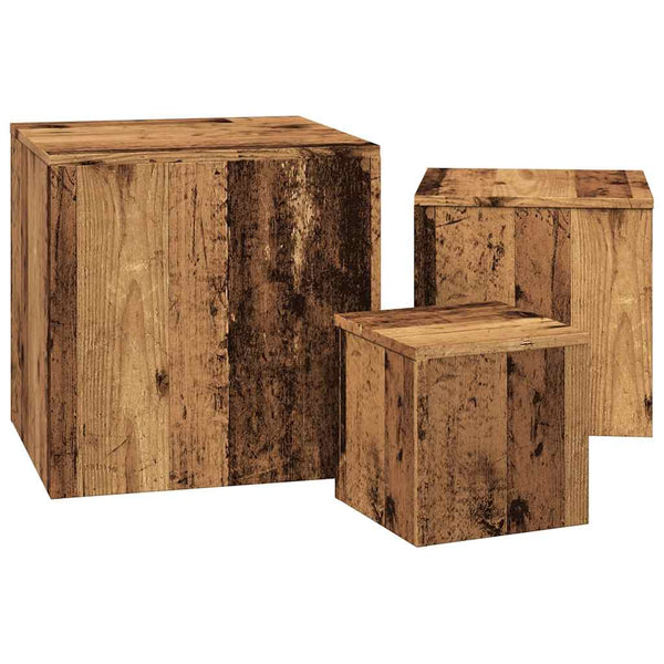 3er Set Beistelltische Altholz-Optik