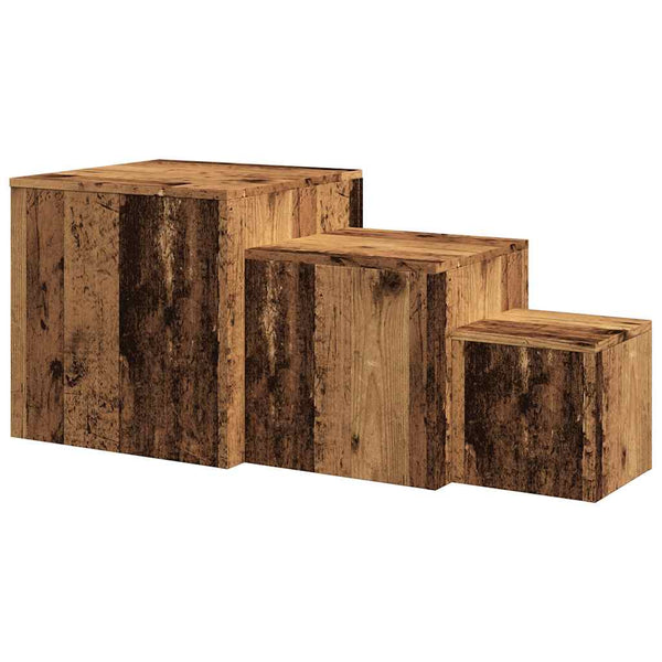 3er Set Beistelltische Altholz-Optik