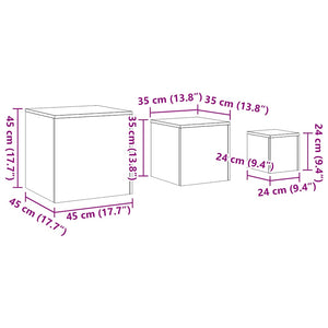 3er Set Beistelltische Altholz-Optik