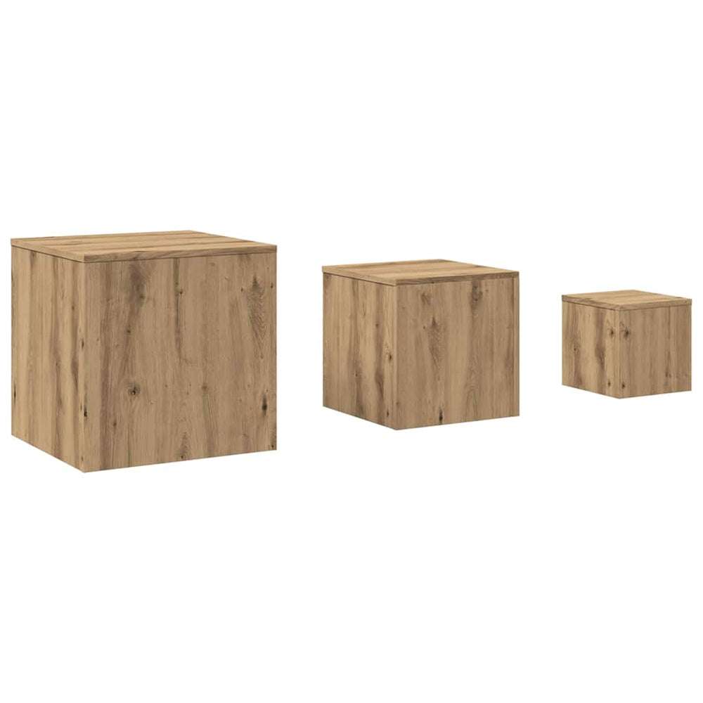3er Set Beistelltische Artisan Eiche