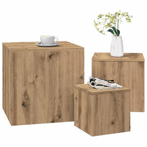 3er Set Beistelltische Artisan Eiche
