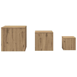 3er Set Beistelltische Artisan Eiche