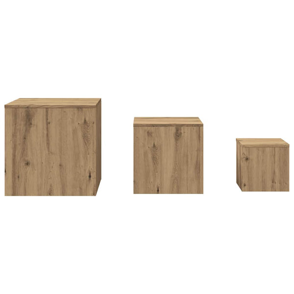 3er Set Beistelltische Artisan Eiche