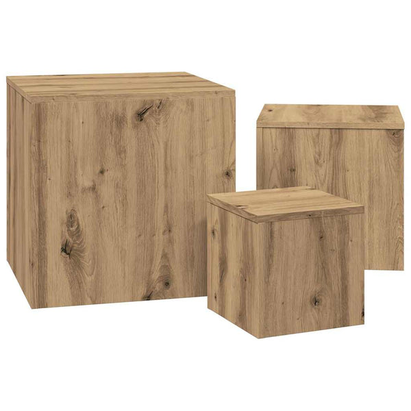 3er Set Beistelltische Artisan Eiche