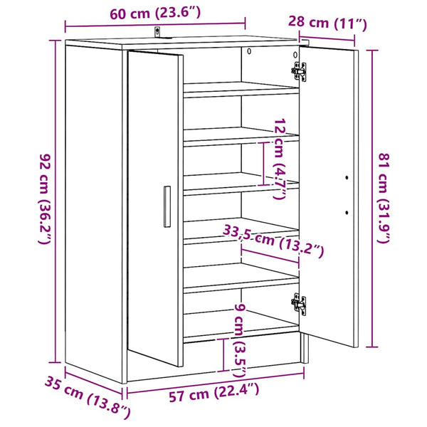 Schuhschrank Altholz-Optik, 60 cm