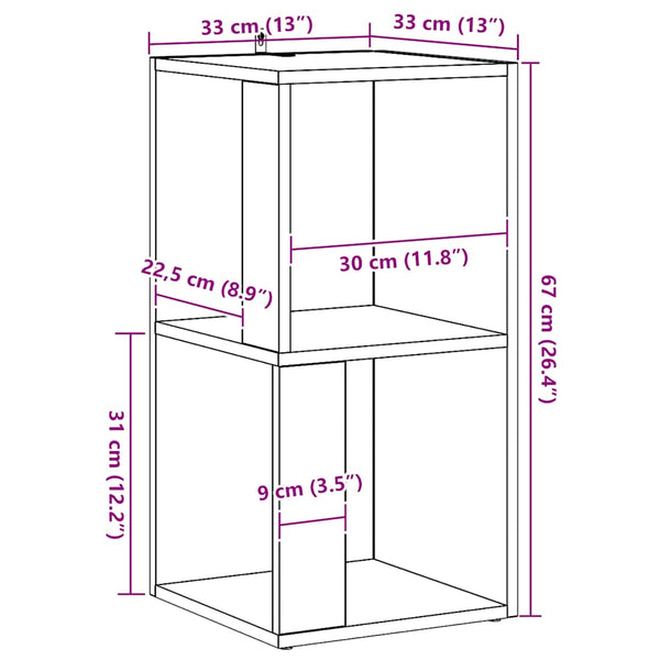 vidaXL Étagère d'angle Chêne Artisan 33x33x67 cm Bois d'ingénierie