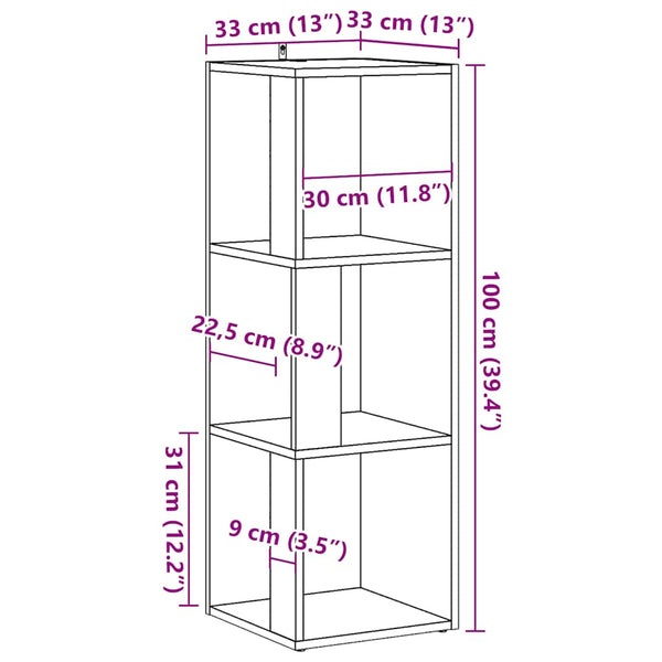 Eckregal Altholz-Optik 100 cm