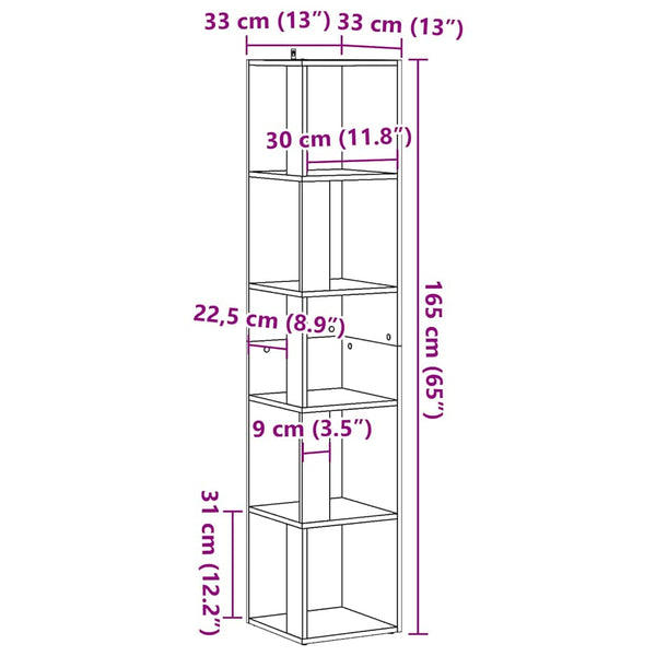 Eckregal Altholz-Optik, 165 cm hoch