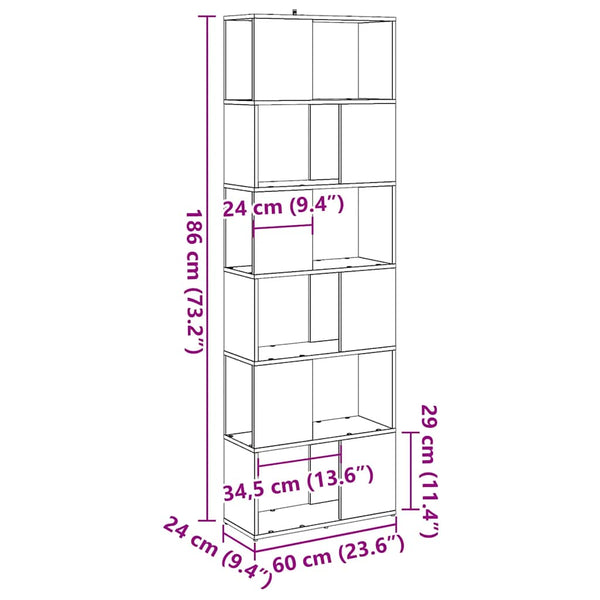 Bücherregal Raumteiler Artisan Eiche 60x186 cm