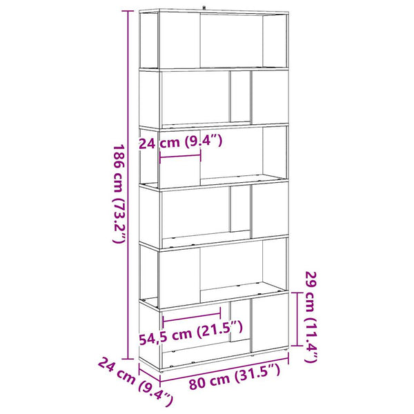 Bücherregal Raumteiler Altholz 80x24x186 cm