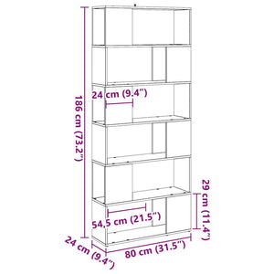 Bücherregal Artisan Eiche 80x24x186 cm