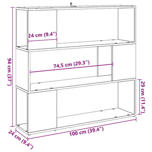 Bücherregal Raumteiler Altholz-Optik 100x94 cm
