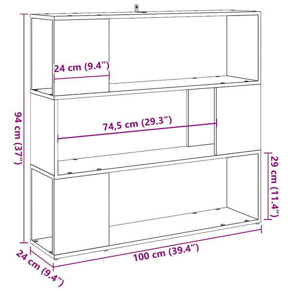 Bücherregal Raumteiler Altholz-Optik 100x94 cm