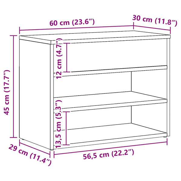Schuhbank Artisan Eiche 60x30x45 cm