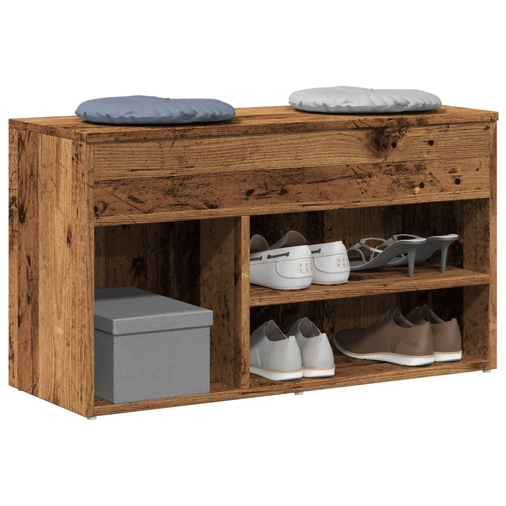 vidaXL Banc à chaussures aspect bois de récupération 80x30x45 cm Bois d'ingénierie