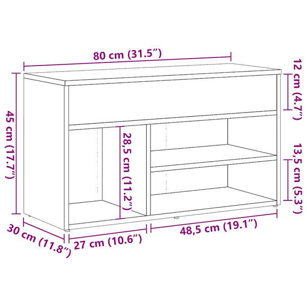Schuhbank Artisan Eiche 80 cm