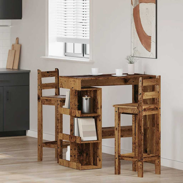 Bartisch mit Regal im Altholz-Design