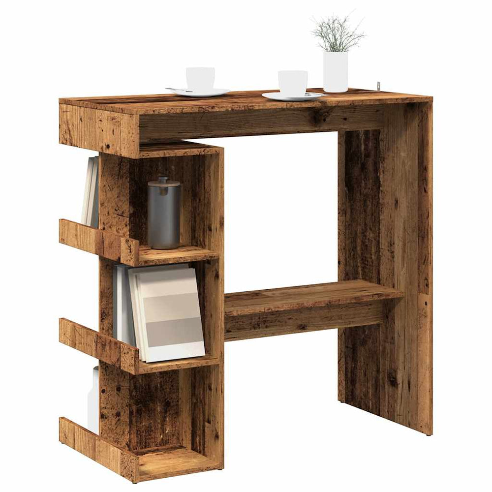 Bartisch mit Regal im Altholz-Design