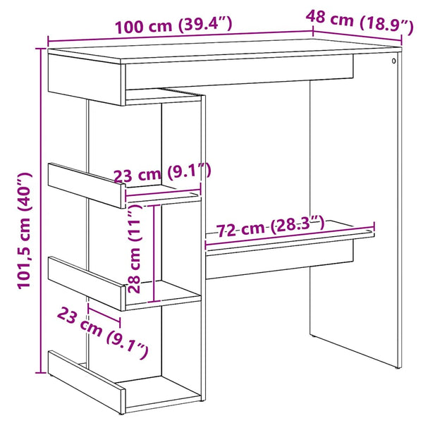 Bartisch mit Regal, Artisan-Eiche, 100 cm