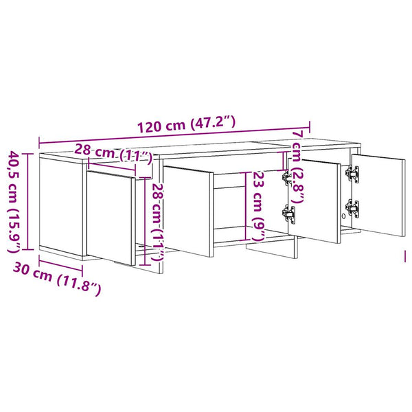 vidaXL Meuble TV en Bois reconstitué Effet Bois de Récupération 120x30x40,5 cm