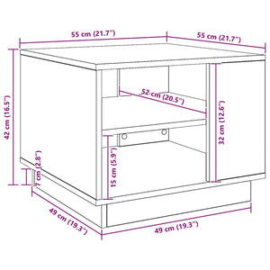 vidaXL Table basse en bois d'ingénierie chêne artisanat 55x55x42 cm
