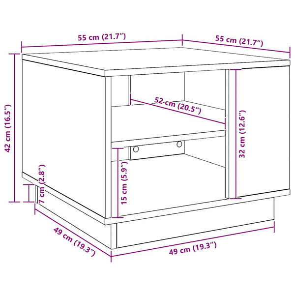 vidaXL Table basse en bois d'ingénierie chêne artisanat 55x55x42 cm