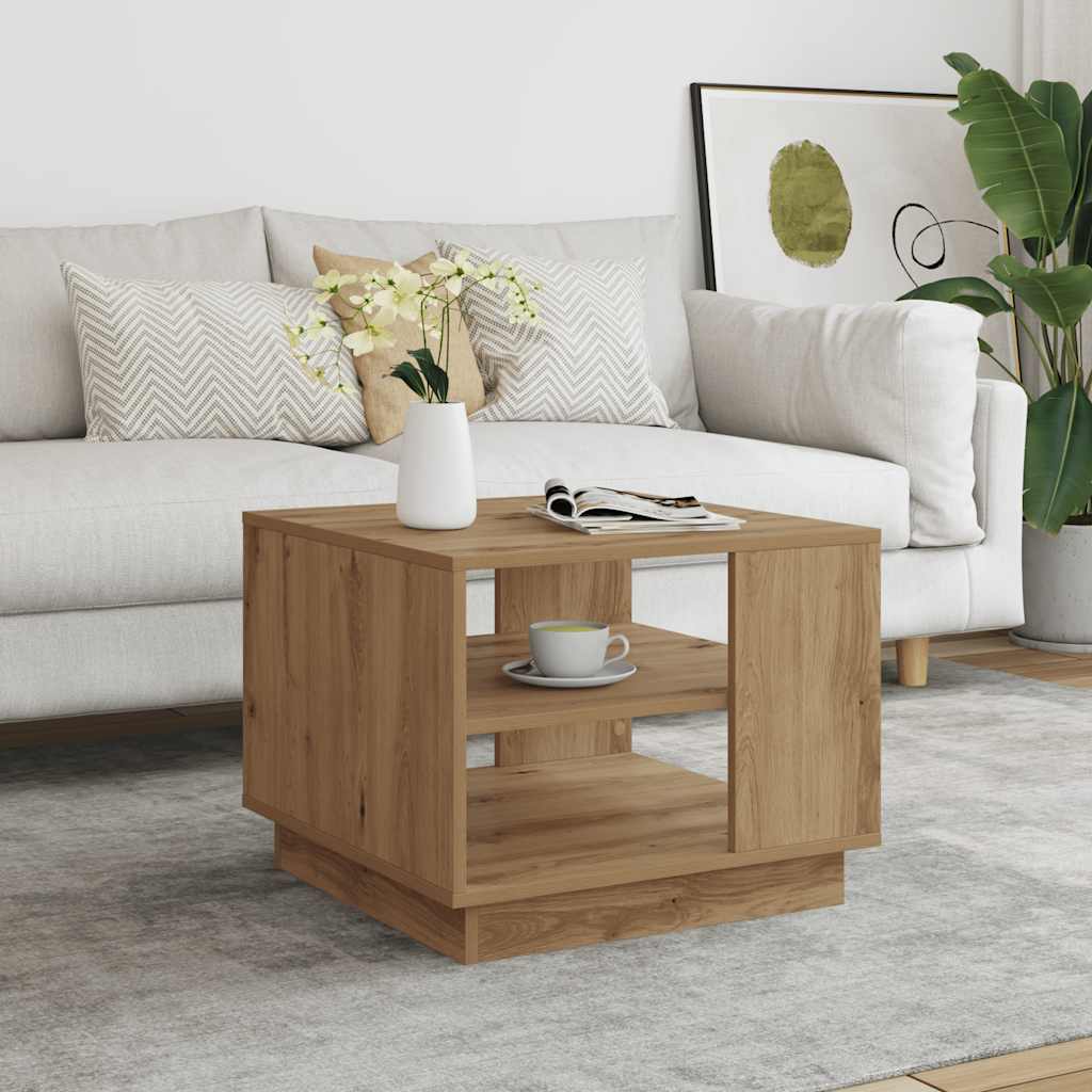vidaXL Table basse en bois d'ingénierie chêne artisanat 55x55x42 cm